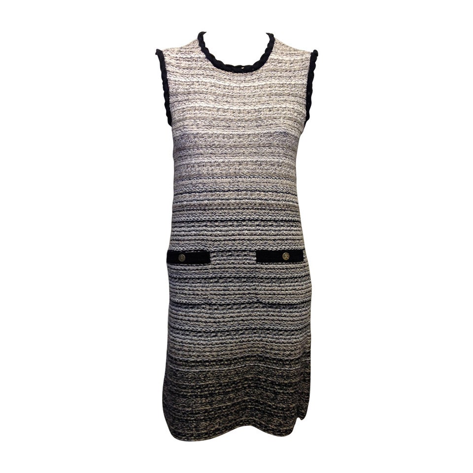 Chanel Grey and Navy Ombre Knit Dress