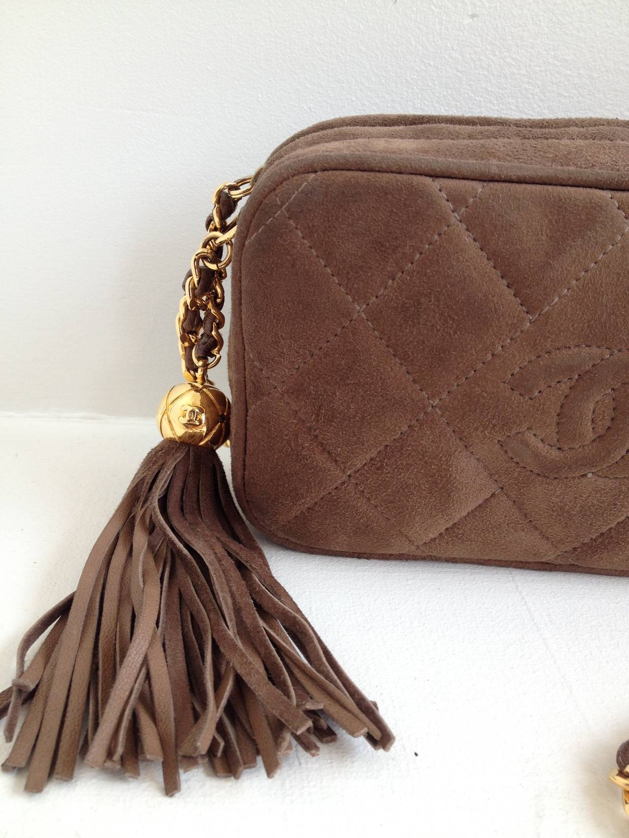 Chanel Brown Suede Crossbody Purse with Tassel 2
