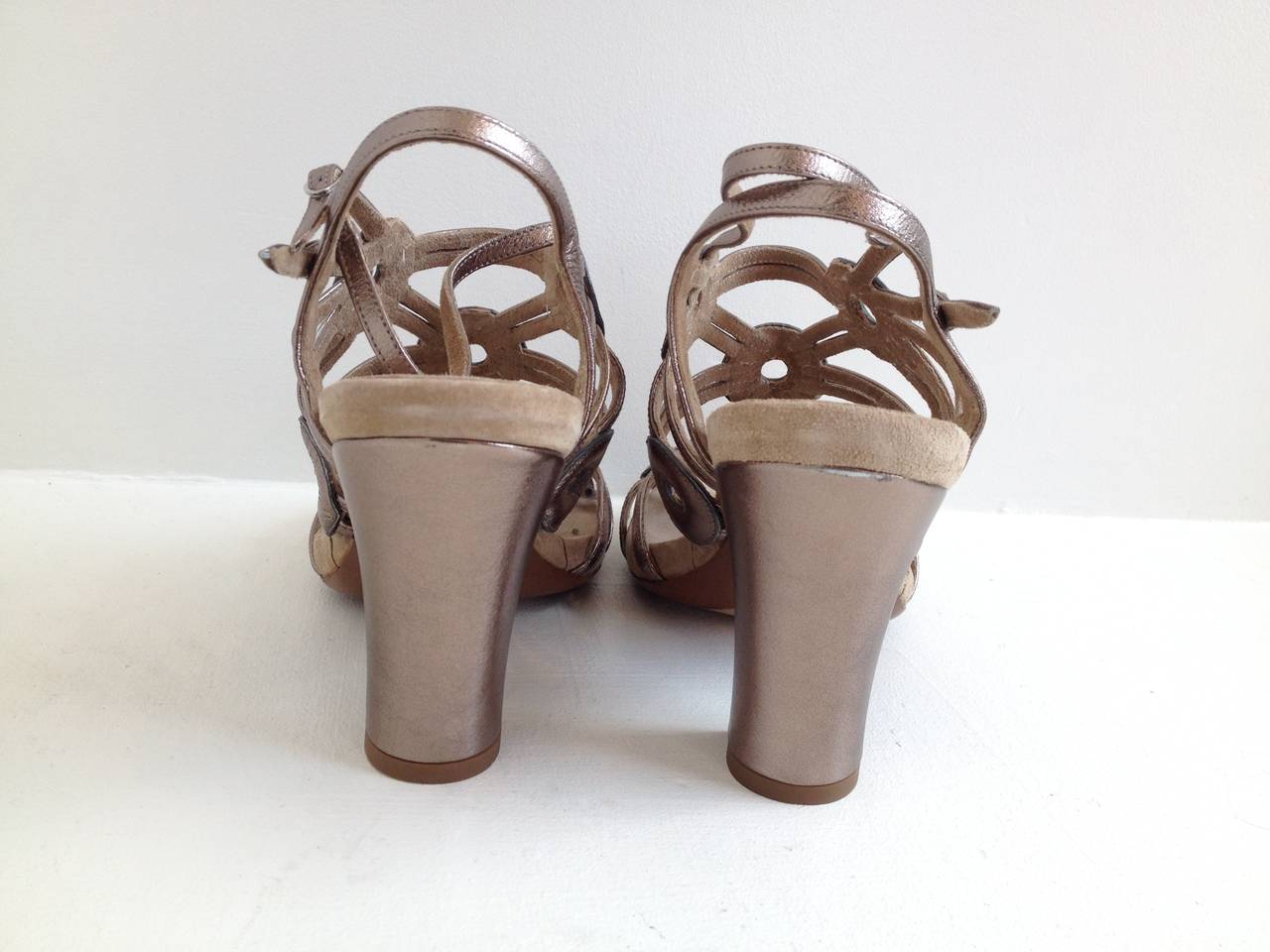 Gray Dries Van Noten Bronze Metallic Strappy Heel