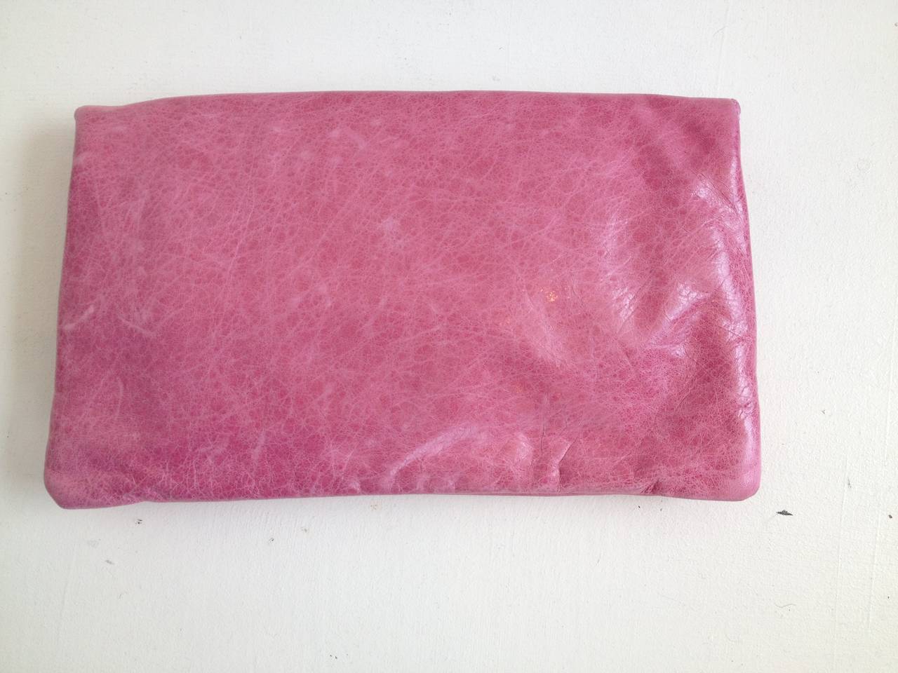 Balenciaga Pink Giant Envelope Clutch with Gold Hardware In Excellent Condition In San Francisco, CA
