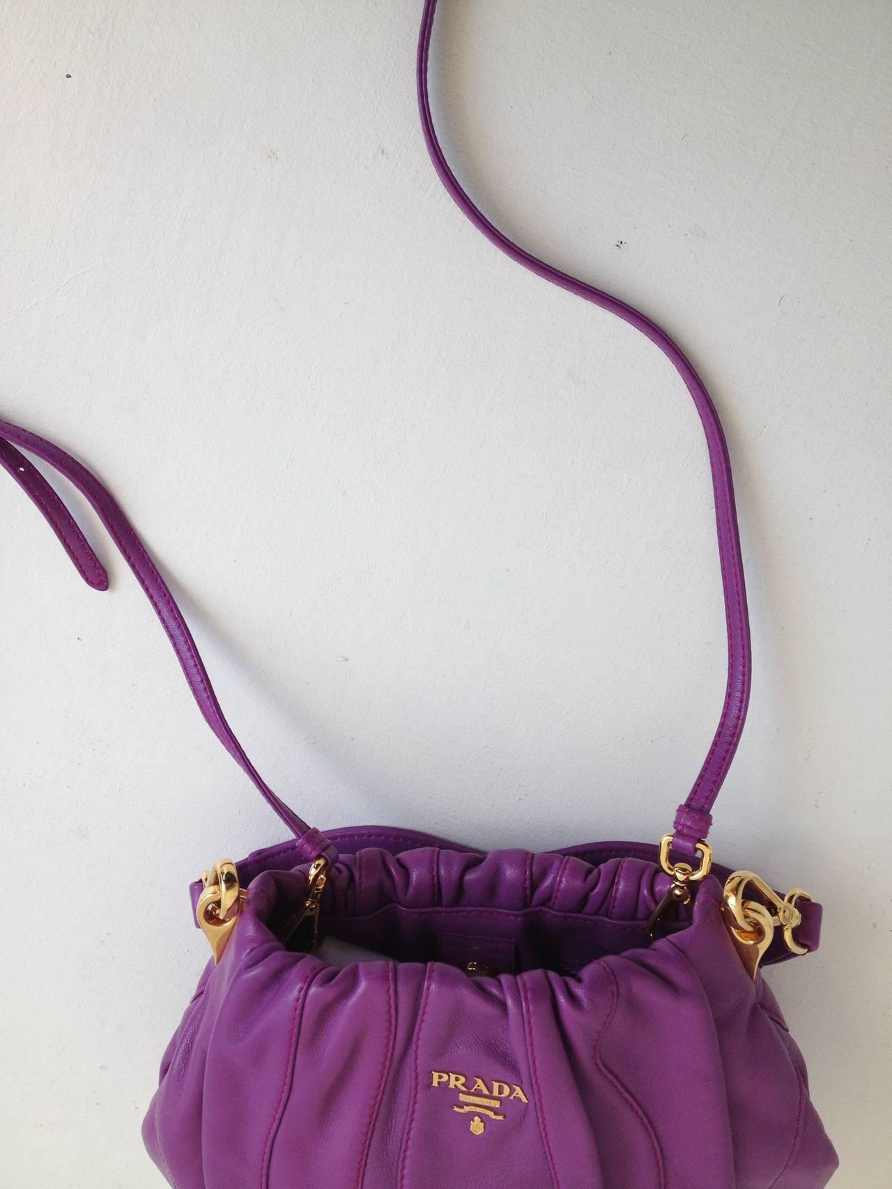 Women's Prada Violet Leather Crossbody Clutch