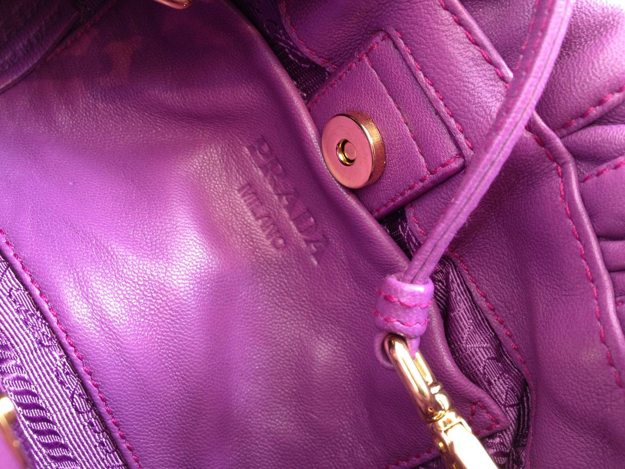 Prada Violet Leather Crossbody Clutch 1