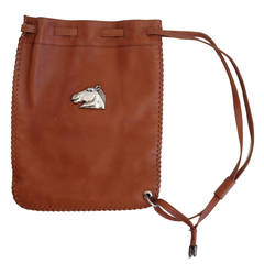 Kieselstein-Cord Caramel Leather Bag with Horsehead