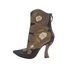 Miu Miu Grey and Cream Rosette Boot 6