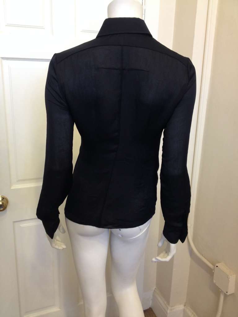 Givenchy Black Blouse with Zipper and Ruffle 1
