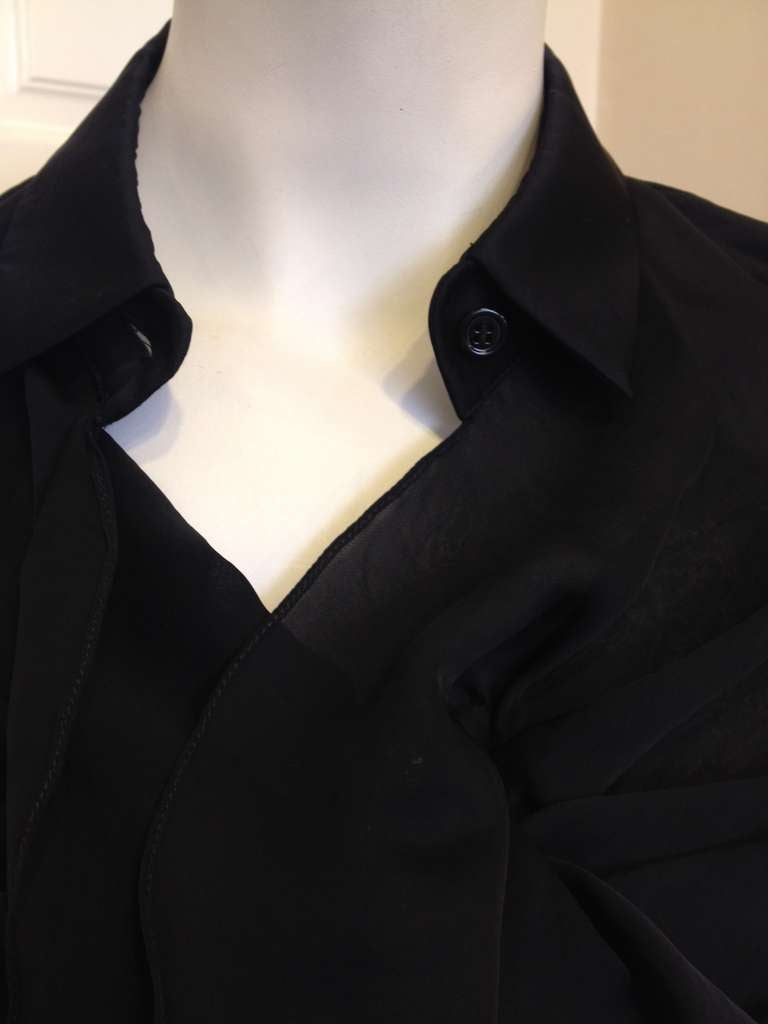 Givenchy Black Blouse with Zipper and Ruffle 2