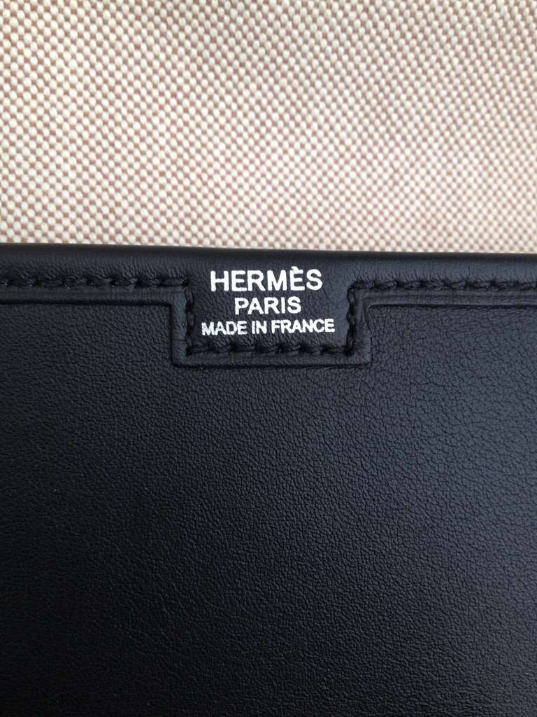 Hermes Black Leather Jige Clutch In Excellent Condition In San Francisco, CA