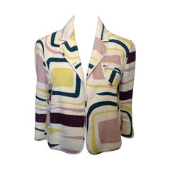 Marni Cream Multicolored Linen Jacket