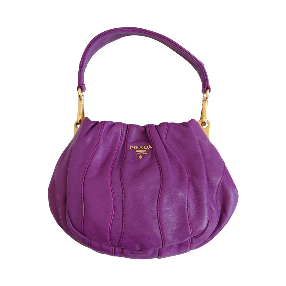 Prada Violet Leather Crossbody Clutch