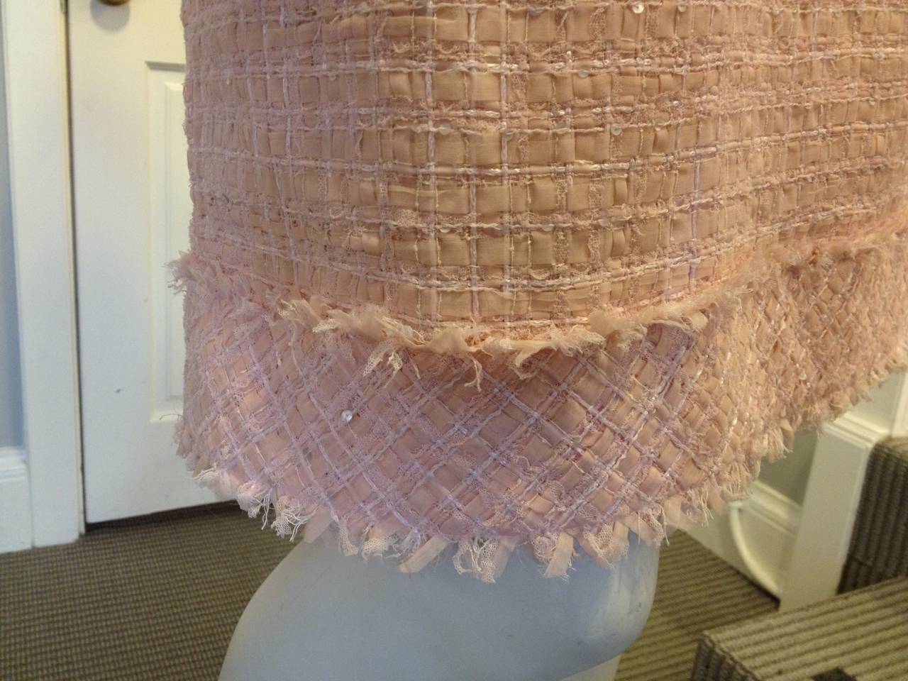Chanel Pink Tweed Pencil Skirt 1