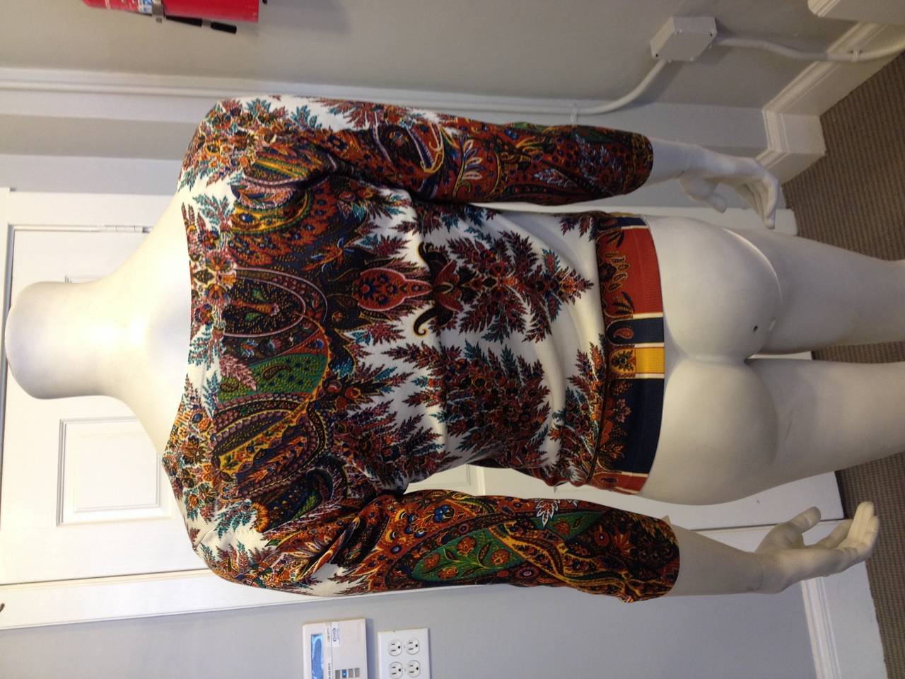 Etro Brown Paisley Scoop Neck Sweater In Excellent Condition In San Francisco, CA