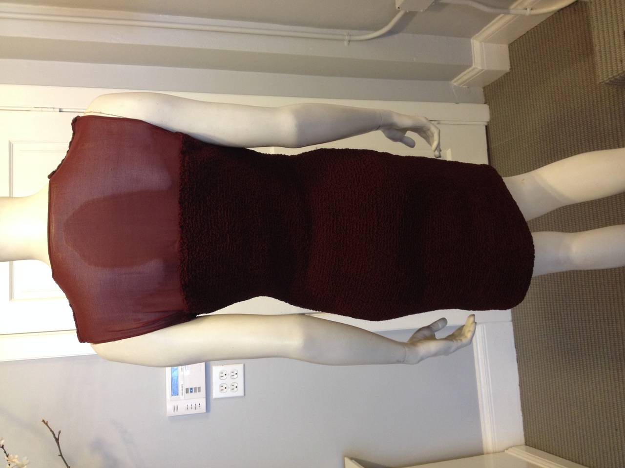 Women's Alexander Wang Burgundy Crinkled Chiffon Dress