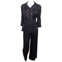 Chanel Black Silk Pantsuit