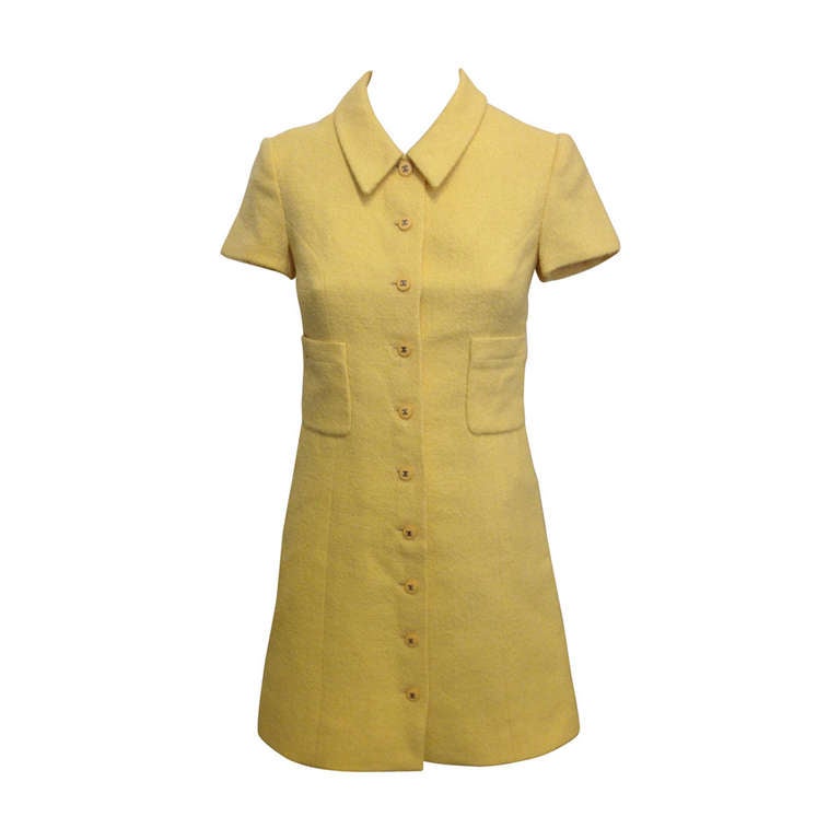 Chanel Yellow Button Up Dress at 1stDibs chanel button up, yellow