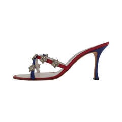 Manolo Blahnik Red and Blue Star Sandals