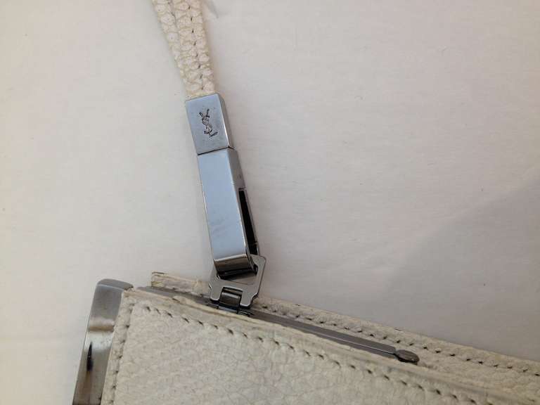 Beige Yves Saint Laurent White Reptile Clutch For Sale