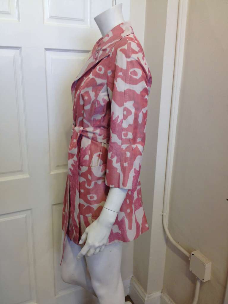 Rena Lange Pink and Cream Summer Coat In Excellent Condition In San Francisco, CA