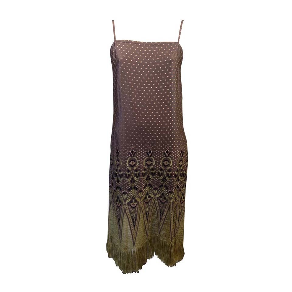 Chloe Amethyst Dress with Chartreuse Fringe