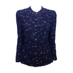 Chanel Navy Tweed Jacket with Gold and Silver Metallics