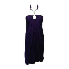 Kaufman Franco Purple Chiffon Halter Dress