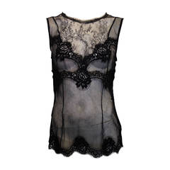 Dolce & Gabbana Black Mesh and Lace Top