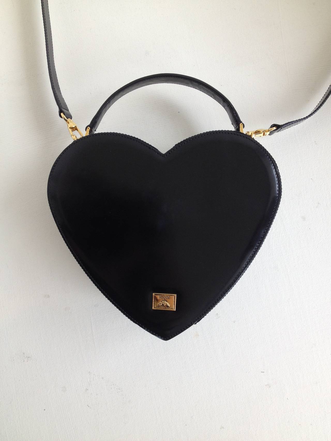 Vintage Moschino Black Leather Heart Shaped Purse at 1stdibs