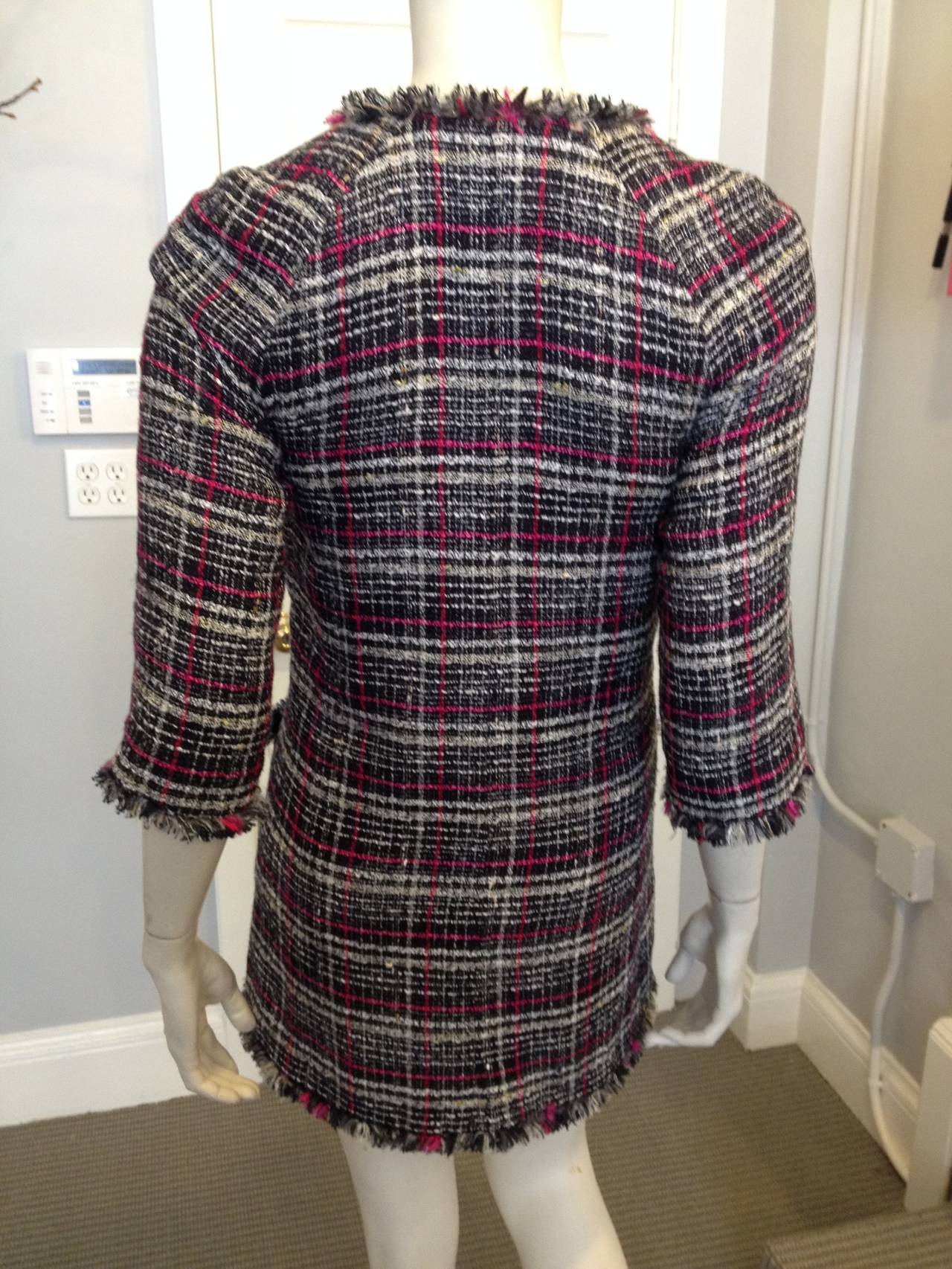 Women's Chanel Navy and White Tweed Coat