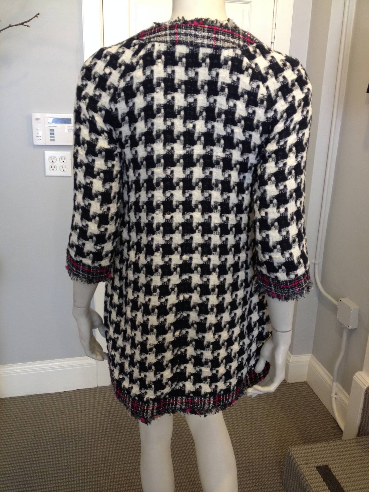 Chanel Navy and White Tweed Coat 4