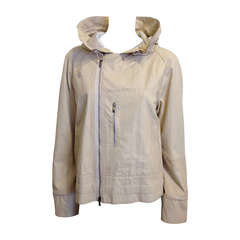 Donna Karan Cream Hooded Zipper Jacket