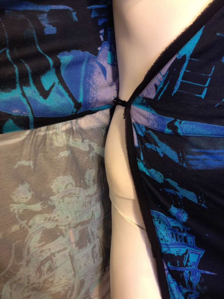 Blumarine Navy and Bright Blue Wrap Dress 2