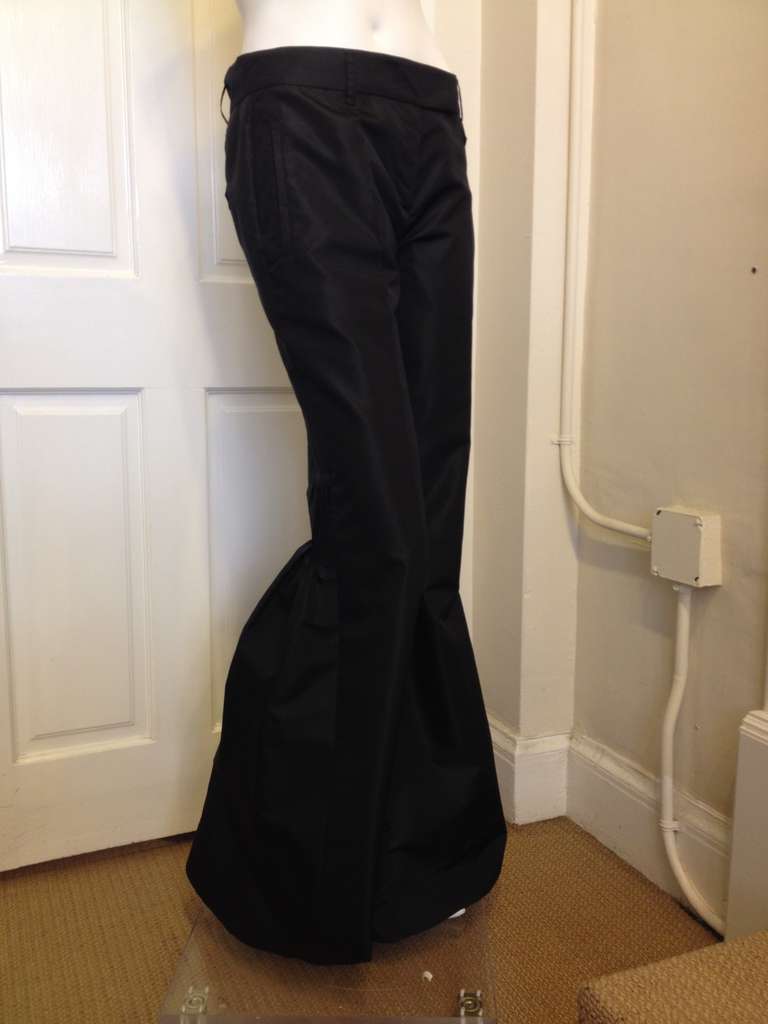 Prada Black Silk Bellbottom Pant In Excellent Condition In San Francisco, CA