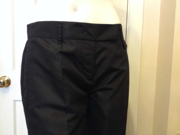 Women's Prada Black Silk Bellbottom Pant