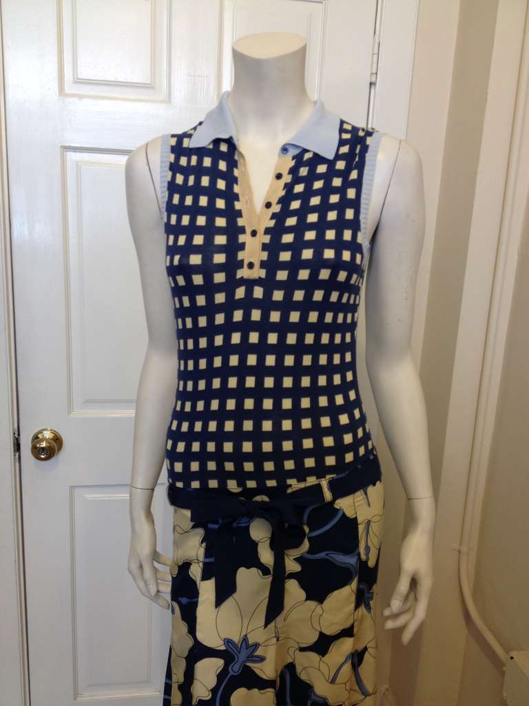 Moschino Blue and Cream Dress In New Condition In San Francisco, CA