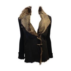 Henry Beguelin Black Shearling and Knit Jacket