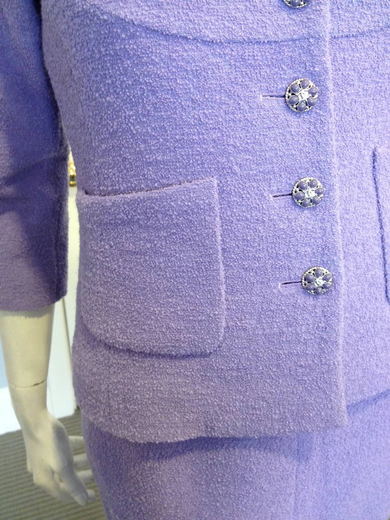 Chanel Lavender Tweed Suit with Purple Buttons 2