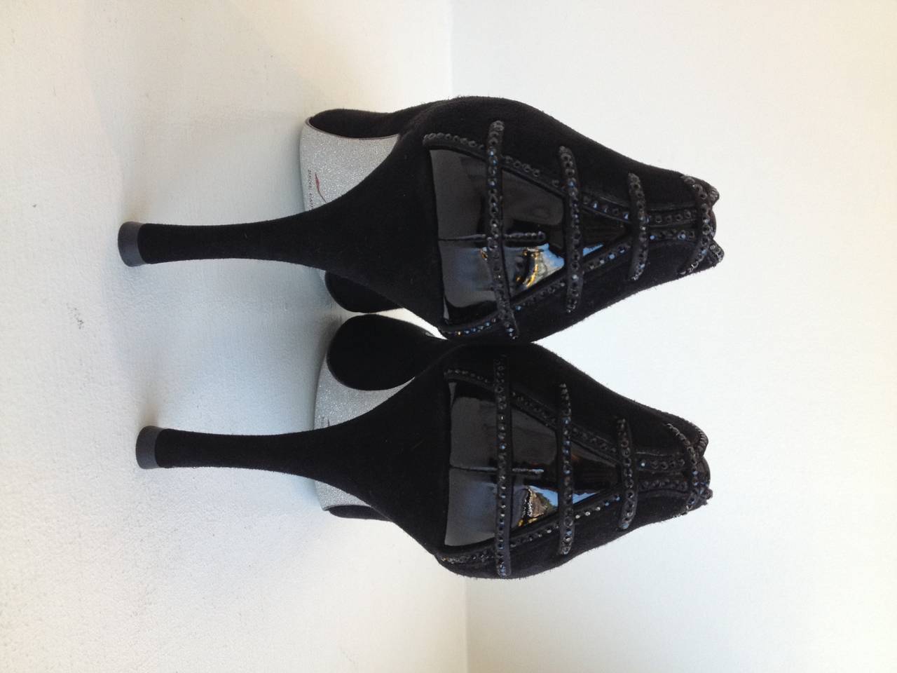 Rene Caovilla Black Heels with Lace-up Back In New Condition In San Francisco, CA