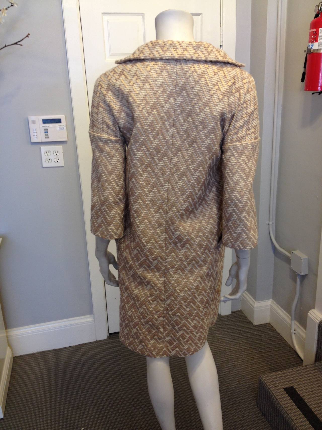 Marni Champagne Wool Dress Coat In Excellent Condition In San Francisco, CA