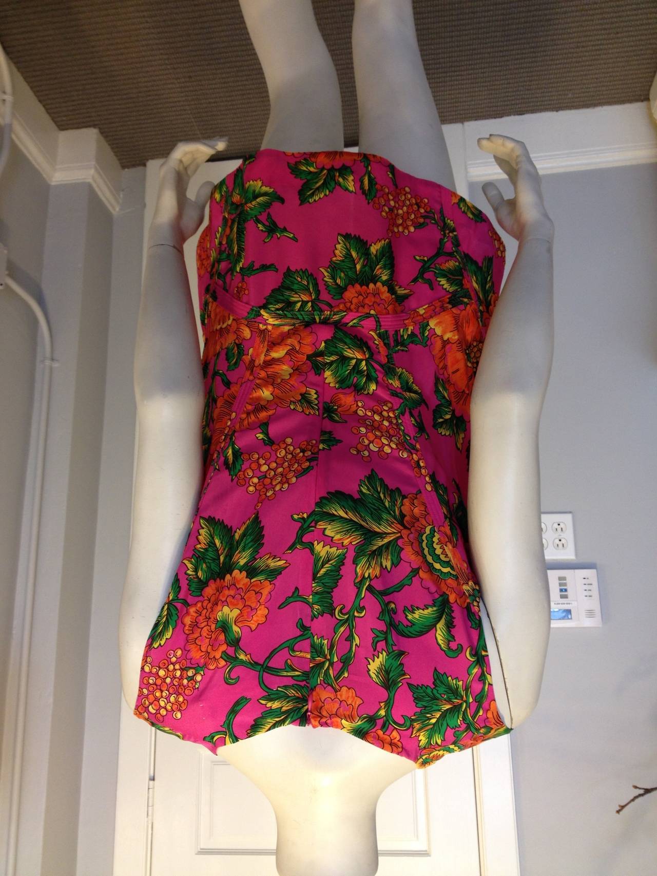 Marni Magenta Tank with Carnations In Excellent Condition In San Francisco, CA