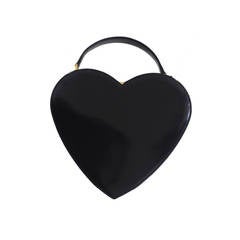 Vintage Moschino Black Leather Heart Shaped Purse