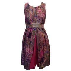 Used Etro Lavender and Fuchsia Floral Chiffon Dress