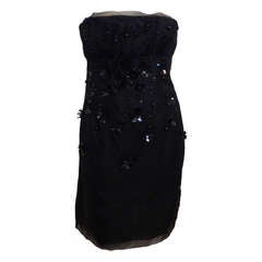 Valentino Black Strapless Dress with Beading