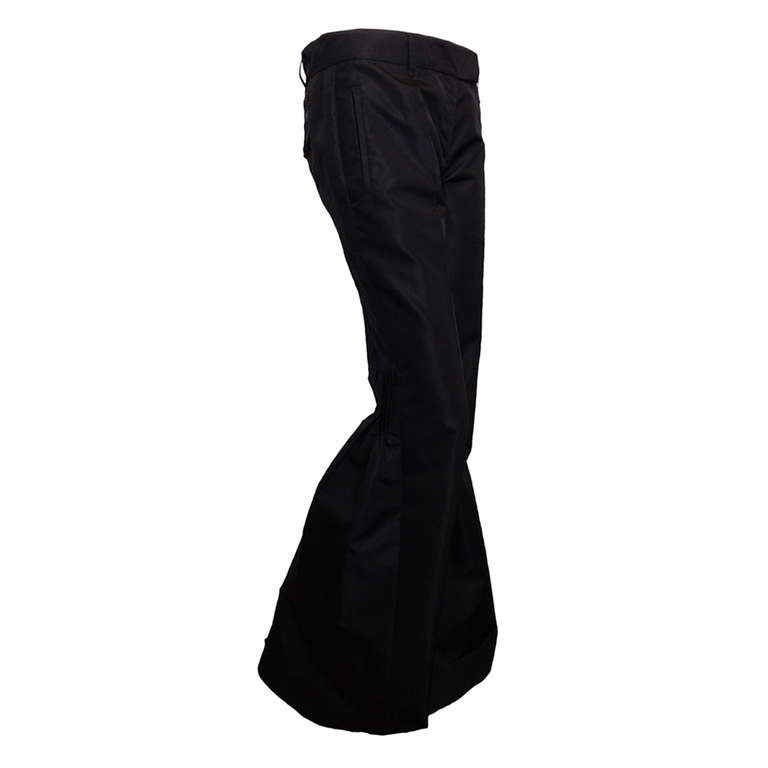 Prada Black Silk Bellbottom Pant