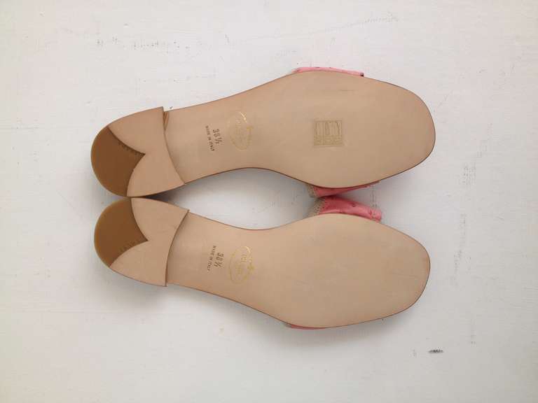 Prada Pink Ostrich Slides In New Condition For Sale In San Francisco, CA