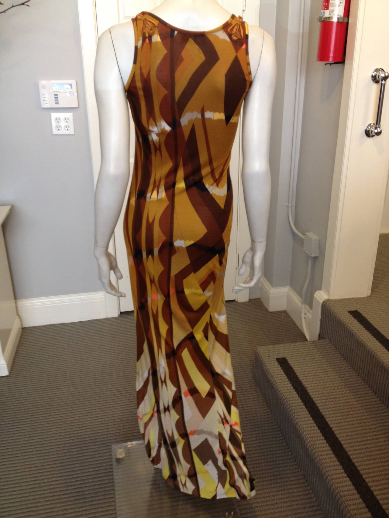 Emilio Pucci Brown and Yellow Printed Maxi Dress 1