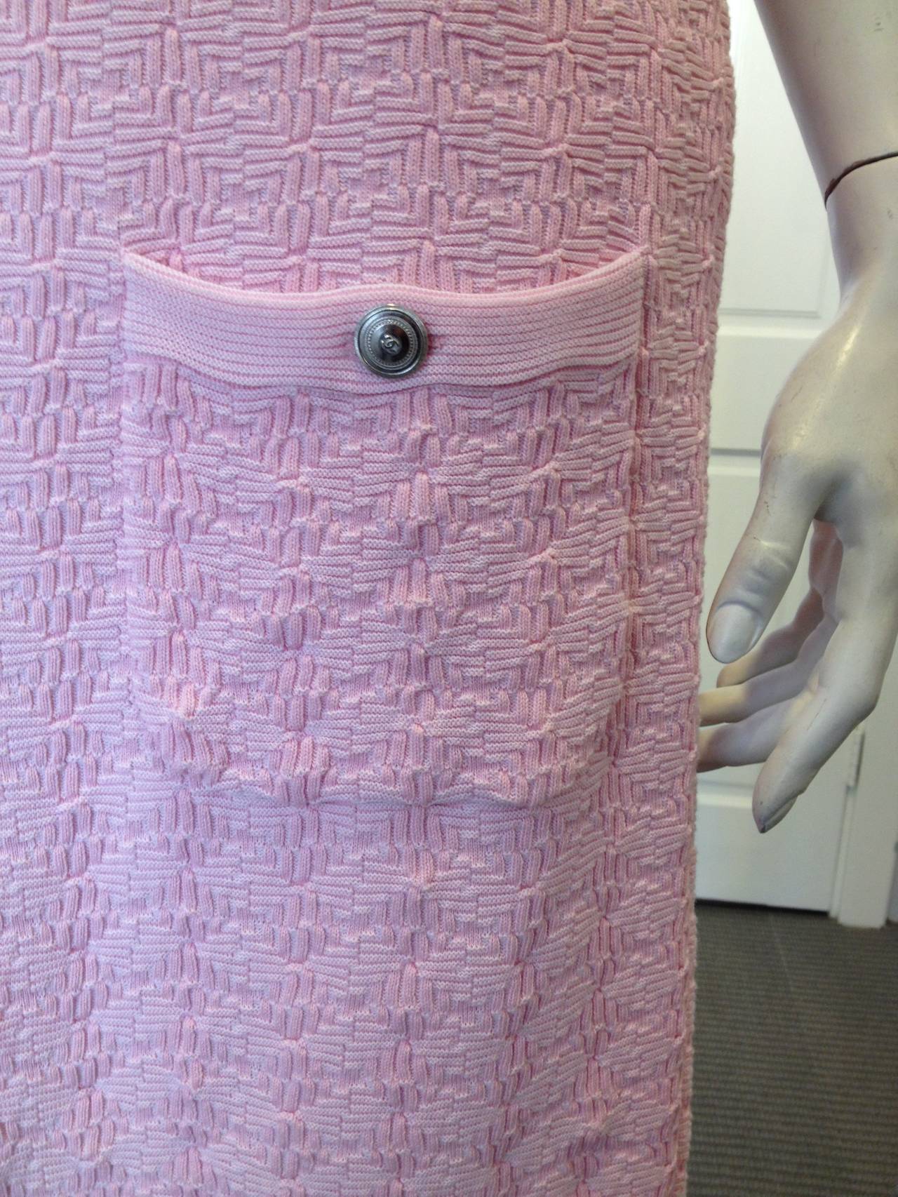 Chanel Pink Knit Sleeveless Dress In New Condition For Sale In San Francisco, CA
