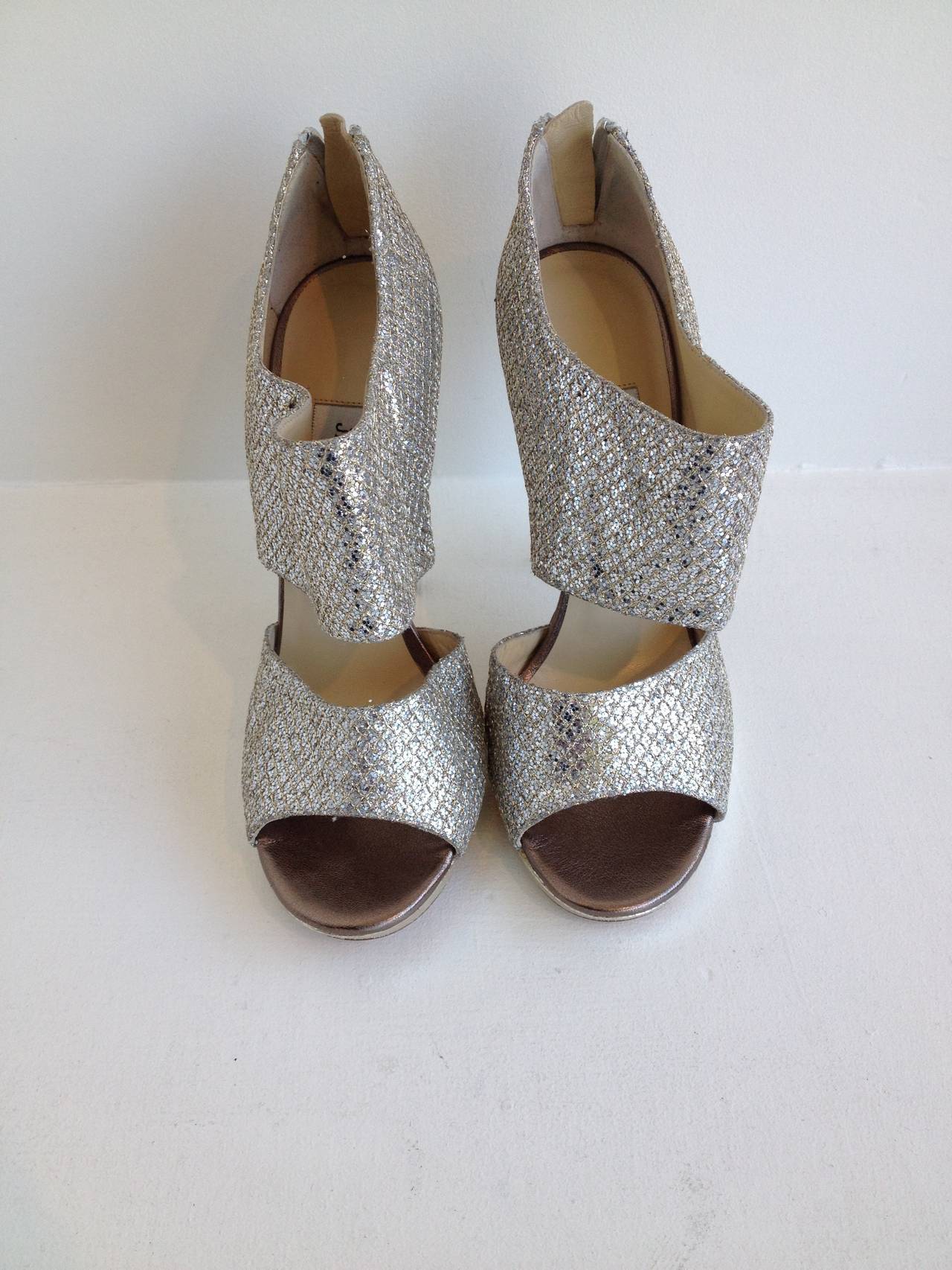 Jimmy Choo Silver and Gold Sparkly Heels 2