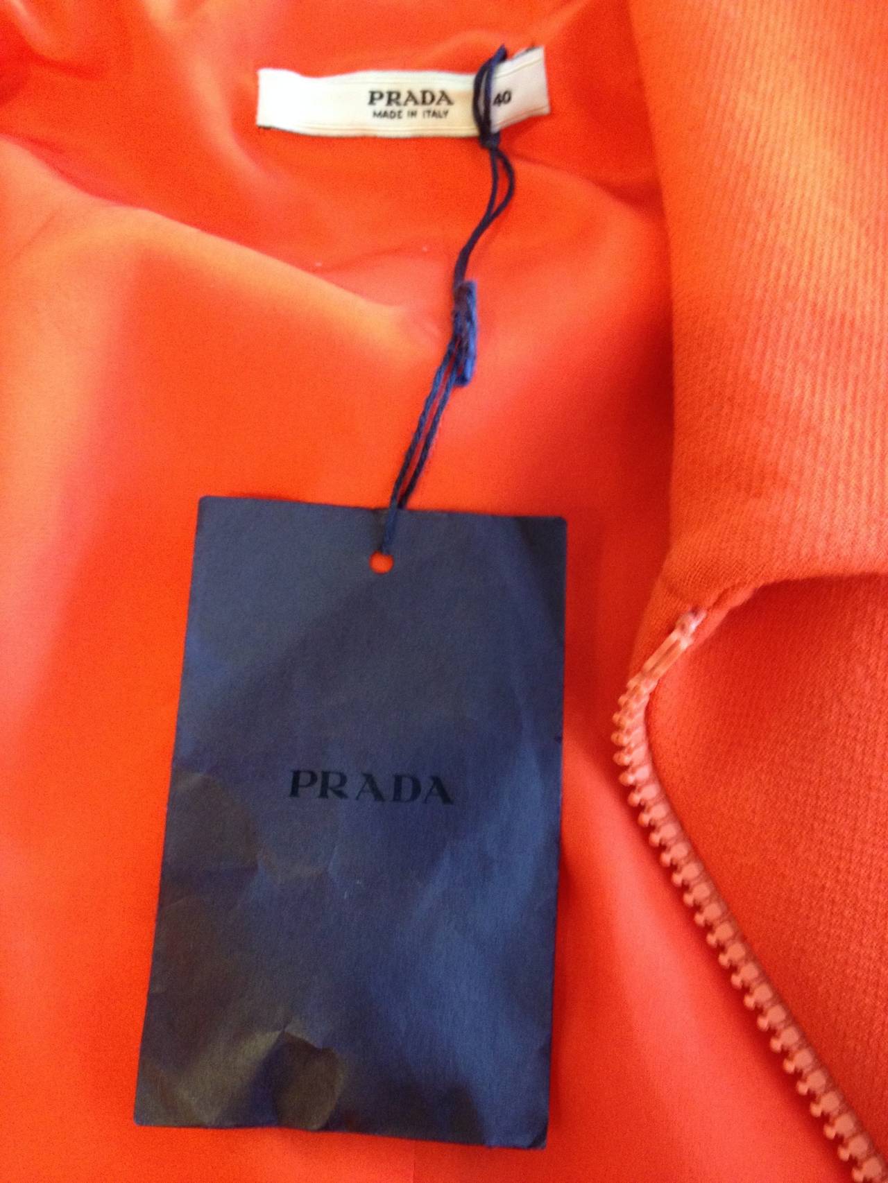 Prada Orange Wool Zipper Top In New Condition In San Francisco, CA