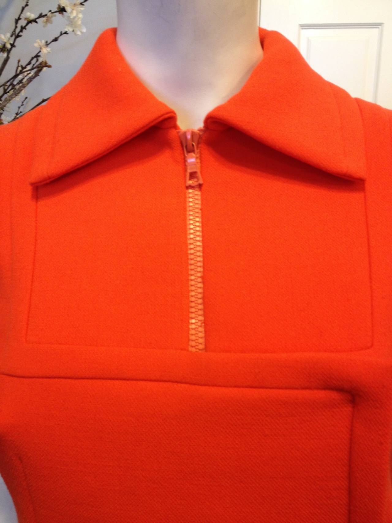 Women's Prada Orange Wool Zipper Top