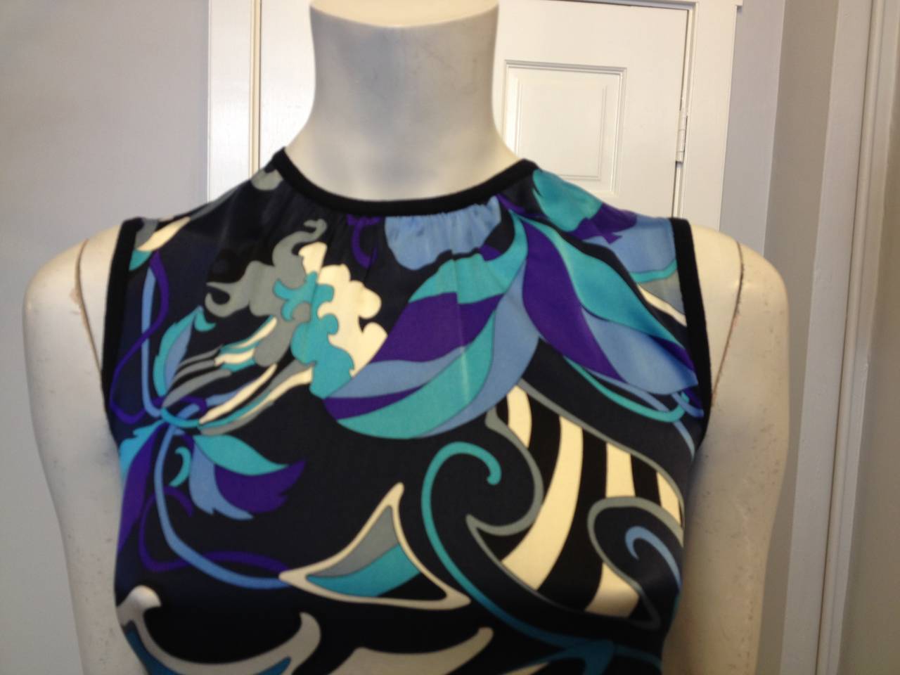 Women's Emilio Pucci Blue and Black Tank