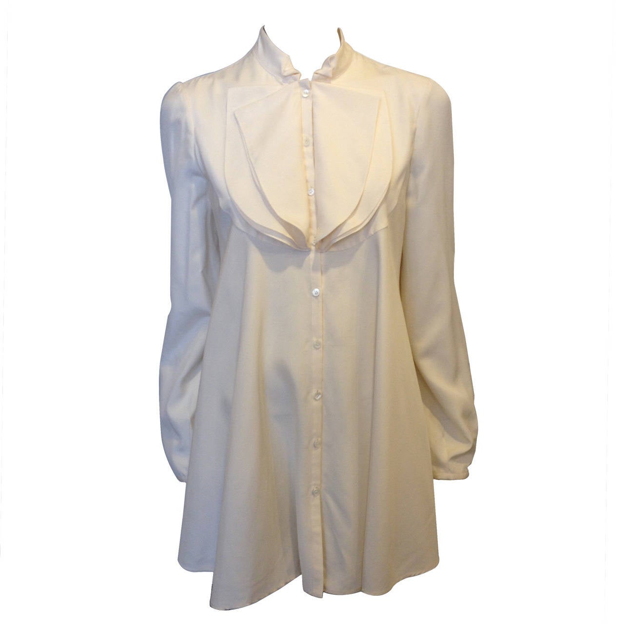 Alexander McQueen Cream Silk Ruffled Blouse